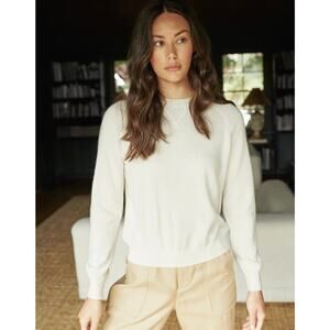 QUINCE Ivory Mongolian Shrunken Cashmere Sweatshirt Size XS